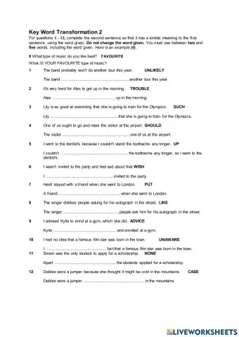 Key Word Transformation 2