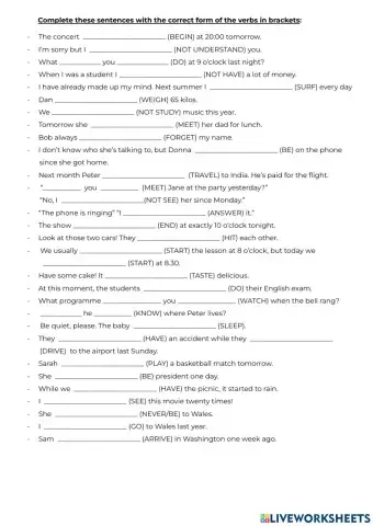 Present, past and future tenses