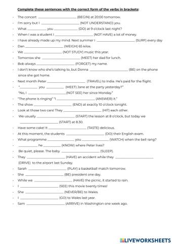 Present, past and future tenses