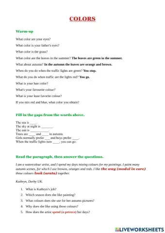 Colors - short texts for beginners