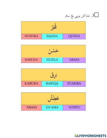 Perkataan huruf ro, zai, sin dan syin bersambung
