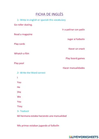 Ficha de repaso de inglés