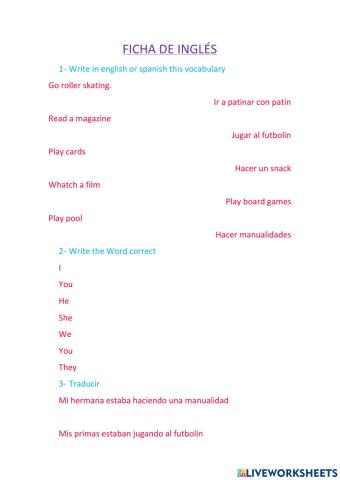 Ficha de repaso de inglés
