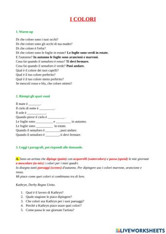 I colori - short texts