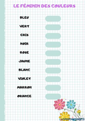 Le féminin des couleurs