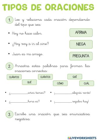 Tipos de oraciones