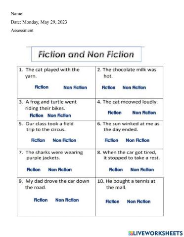 Fiction and Non Fiction