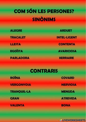 Sinònims i contraris