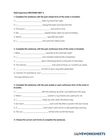 Gold experience b1 unit 2 revision