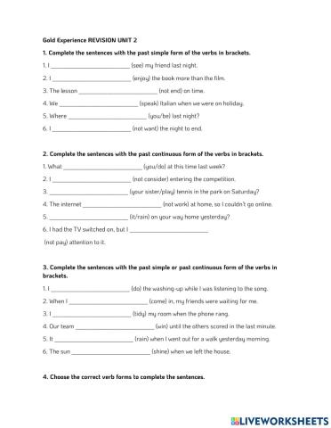 Gold experience b1 unit 2 revision