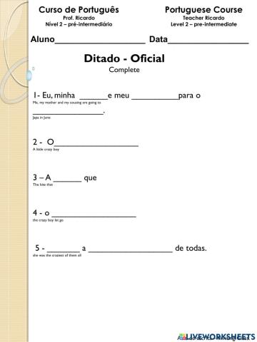 Ditado - Livro Menino Maluquinho