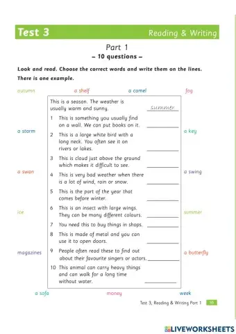 Flyers plus test 3 - R&W p1-4