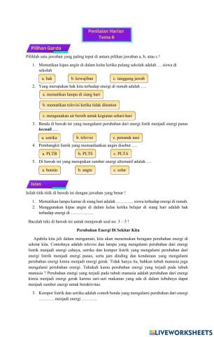 Penilaian Harian Tema 6