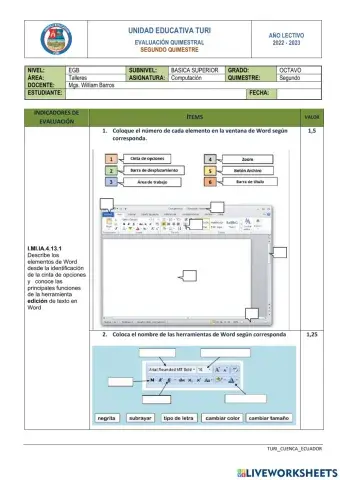 Evaluacion Informatica 8vo