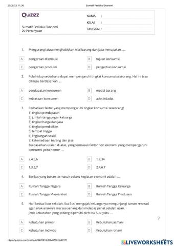 Sumatif-3 Perilaku Ekonomi dan Kesejahteraan