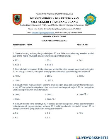 Asesmen sumatif semester genap
