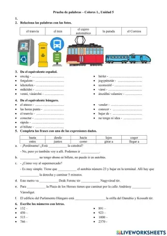 El transporte - Prueba para practicar