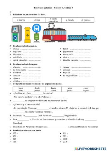 El transporte - Prueba para practicar