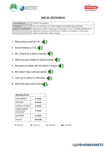 Unit 02 - Dictation 01