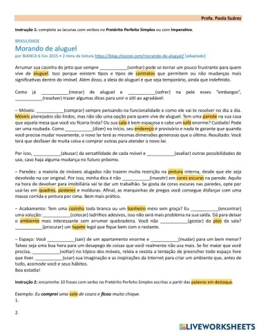 Pretérito Perfeito - Imperativo - Apartamento