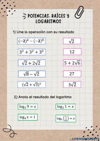 Potencias, Raíces y Logaritmos