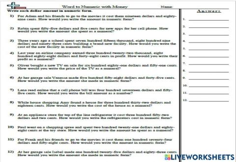 Word to numeric numbers