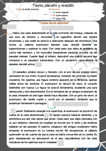 Texto, párrafo y oración.