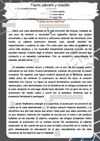 Texto, párrafo y oración.