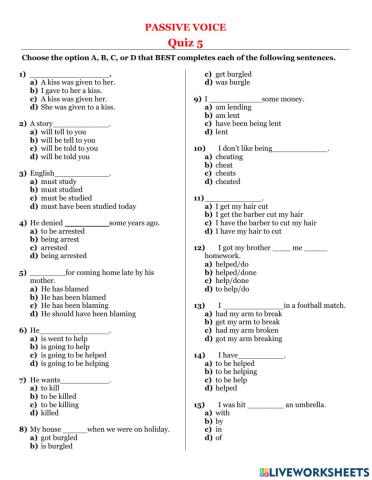 Passive Voice Quiz 5