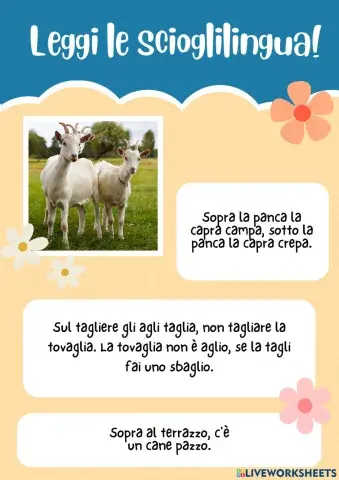 Prova a leggere le scioglilingua