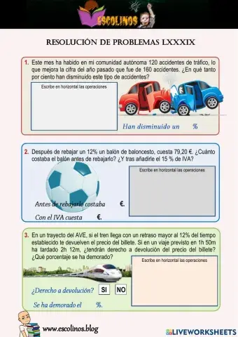 Matemáticas 5º. Resolución de problemas LXXXIX