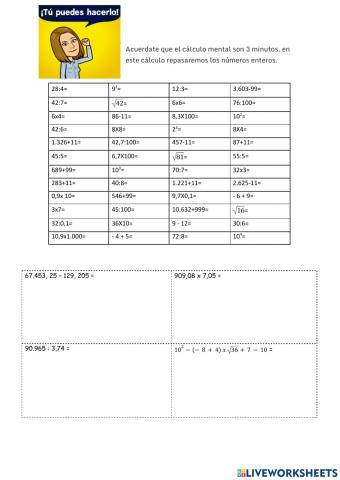 Calculo mental y escrito