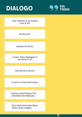 Completa il dialogo -Sul treno-
