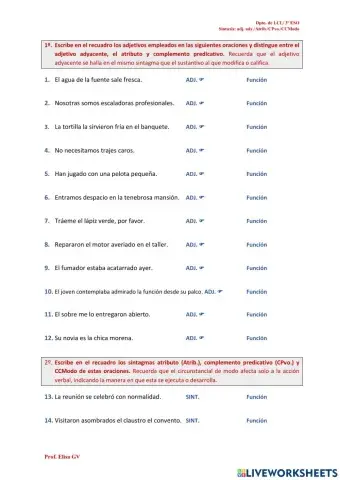 Sintaxis atributo, predicativo, ccmodo- adyacente