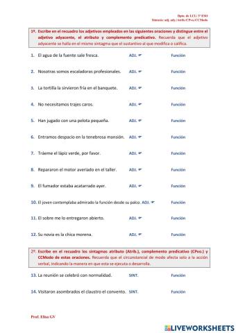 Sintaxis atributo, predicativo, ccmodo- adyacente