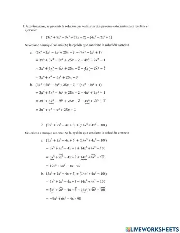 Suma- Resta de polinomios