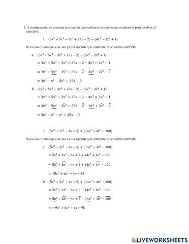Suma- Resta de polinomios