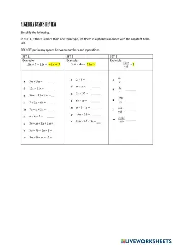 Algebra basics review