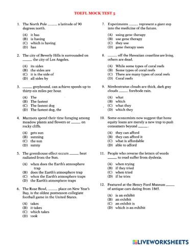 Toefl mock test 5