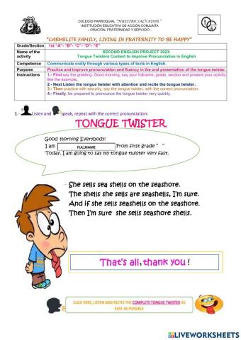 ENGLISH PROJECT 1st MISS CARMEN