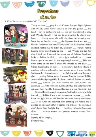 Prepositions of, to, for