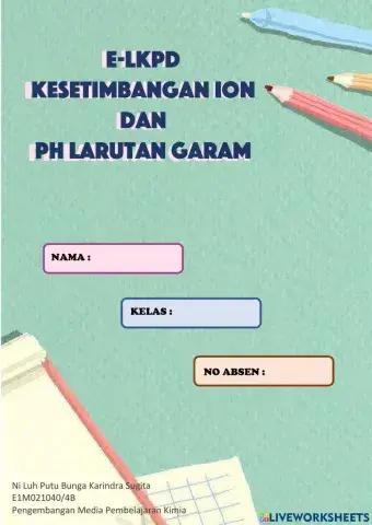 LKPD Kesetimbangan Ion dan pH Larutan Garam