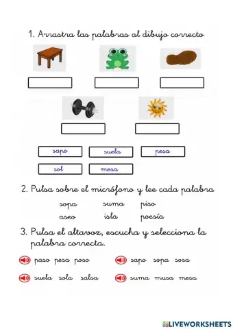 Evaluación lectura : Letra S