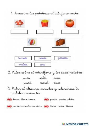Evaluación de lectura: Letra T
