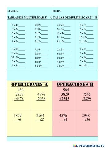 Tablas y operaciones