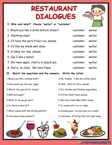 Restaurant Dialogues Exercises