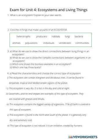 CN UNIT 4: Ecosystems and Living Things