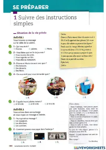 DELF A1 reading cambiar