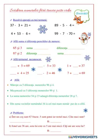 Scăderea numerelor  ZU-U