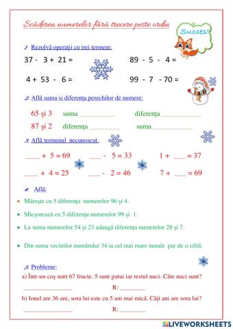 Scăderea numerelor  ZU-U